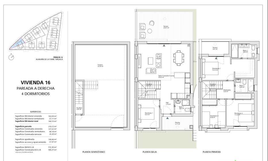 CHALET PAREADO CON SEMISOTANO EN PARCELA DE 319M2. DISEÑO Y CALIDAD A BUEN PRECIO EN URBANIZACIÓN PERALTA. ALHAURIN DE LA TORRE